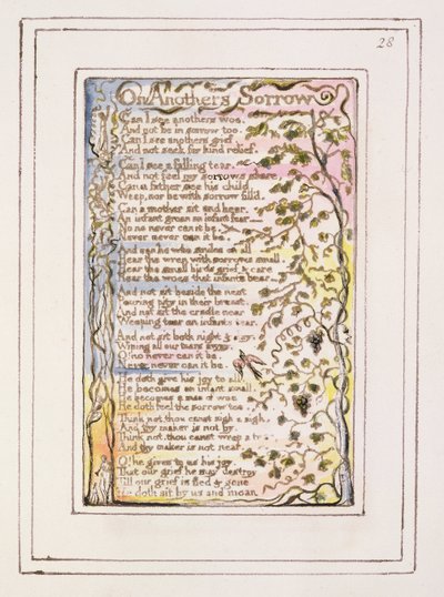 Auf eines anderen Leid: Platte 28 aus Songs of Innocence and of Experience (Kopie R) c.1802-08 von William Blake